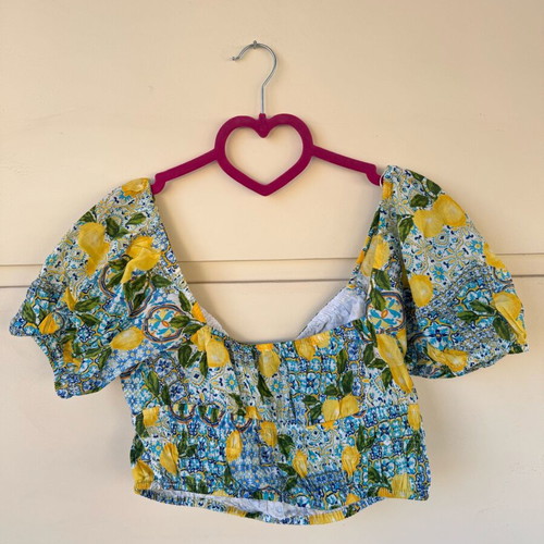 Positano print top new with tag, Primark, blue and yellow