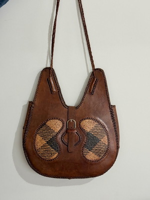 Leather nattan handmade vintage tote bag used, shoulder, brown