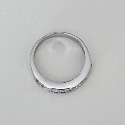 K14 White Gold Half Band Ring like new with princess cut zircon