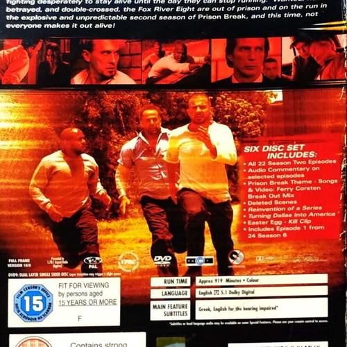Prison Break Complete Season 2 DVD used, English subtitles, 6-disc set