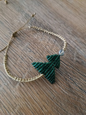 Macrame bracelet Christmas tree made to order green and gold