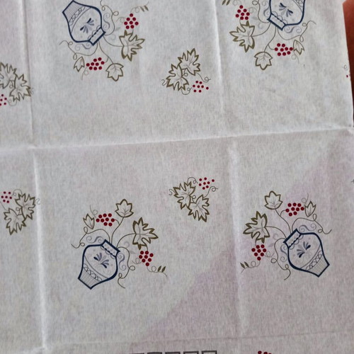 Square grey tablecloth with Greek motifs like new, 134.5 x 133.5 cm