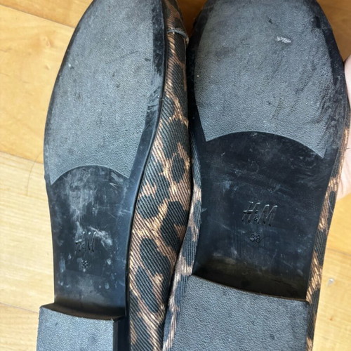 H&M leopard ballerinas used, size 38, fabric, brown multicolor