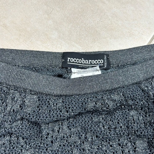 Roccobarocco dark grey knitted midi skirt, made in Italy, size 38