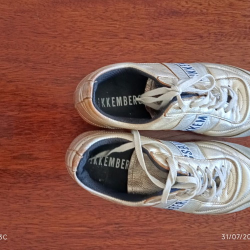Bikkembergs vintage metallic gold leather sneakers size 40, like new