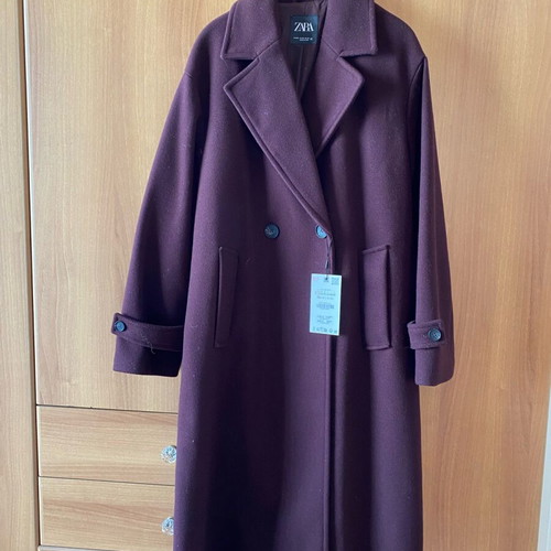 Zara oversized soft coat new, burgundy red XS