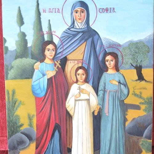 Agiosofia icon used, handmade egg tempera on wood