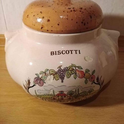 Vintage Italian Biscotti Jar used, large