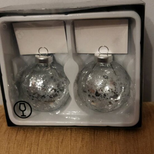 Glass silver IKEA balls new, set of 2