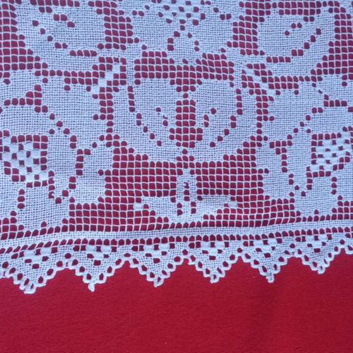 Square filet lace doily handmade vintage 1950s from Tinos