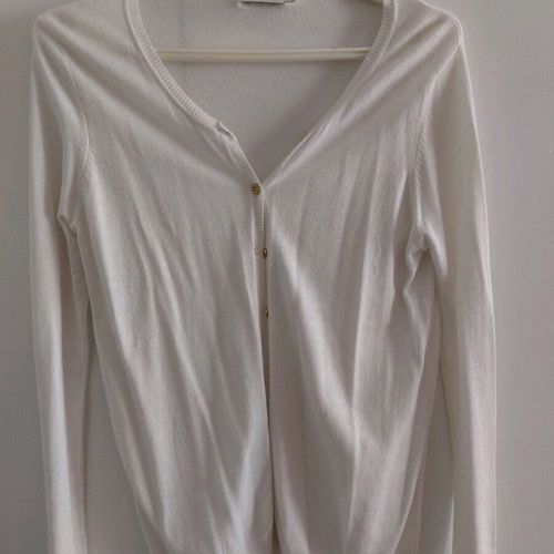 Stradivarius knitted cardigan like new, white with gold buttons