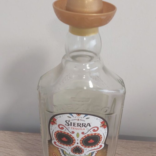 Sierra Tequila bottle, empty