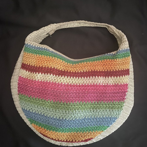 Fullah Sugah knitted Boho shoulder bag, multicolored with zipper