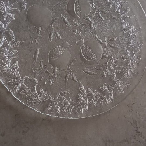 Large Glass Plate 38cm "Pomegranate" - Symbol of Luck & Abundance
