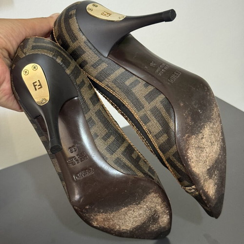 Fendi Vintage Zucca Monogram High Heel Pumps size 36 used