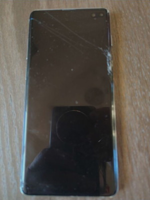 Samsung S10 Plus used, broken screen, blue
