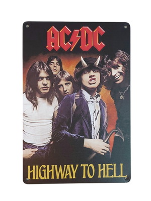 AC/DC Метална декорация за стена нова, 30x20 см