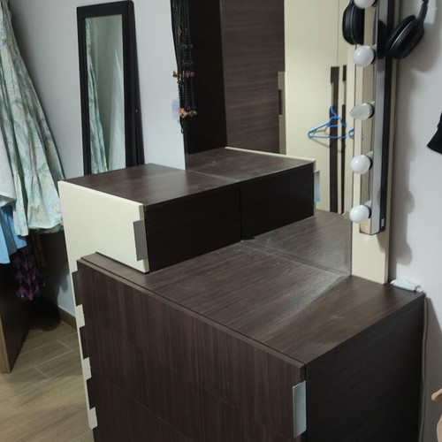 Bedroom dresser vanity set with mirror, melamine MDF