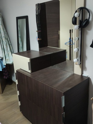 Bedroom dresser vanity set with mirror, melamine MDF