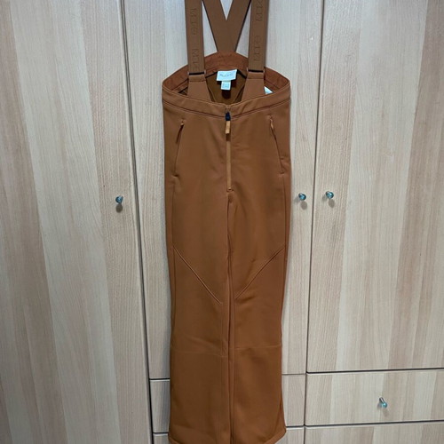 H&M ski pants with suspenders like new, mustard color