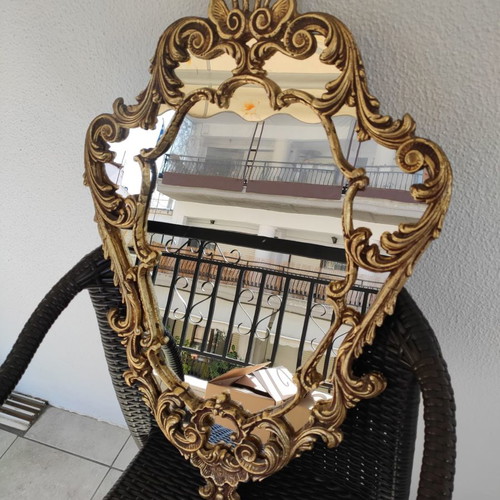 Entrance mirror used with marble and iron shelf