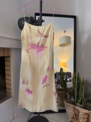 Amitié 100% silk midi dress like new, multicolor