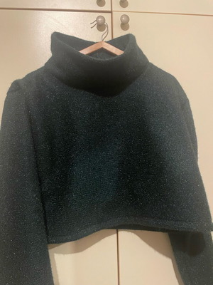 Ckontova crop knit lurex top new, dark green