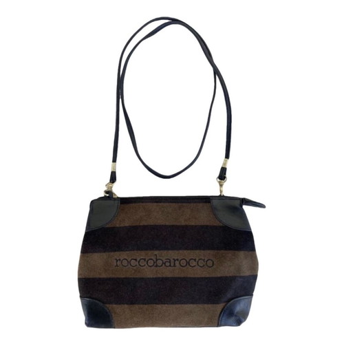 Roccobarocco suede shoulder bag used, beige and brown