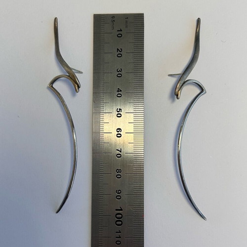 Sculptural Silver Earrings handmade, used, artisan design from Australia
