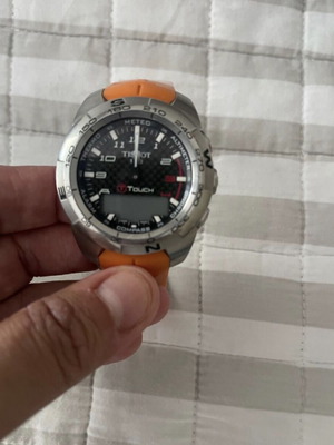 Tissot T-Touch Expert men's watch like new with orange strap