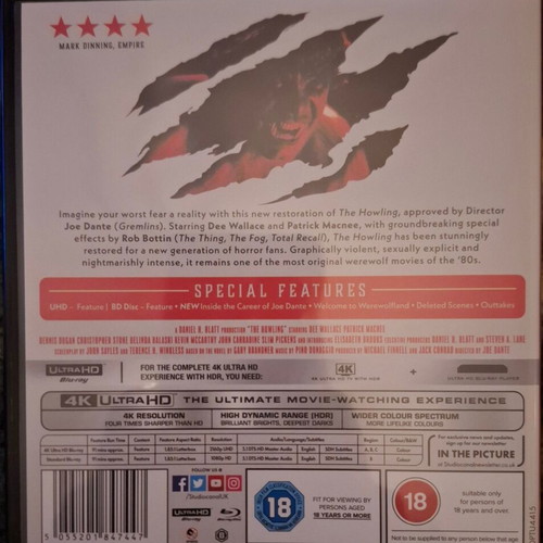 The Howling 4K Blu-ray like new without Greek subtitles
