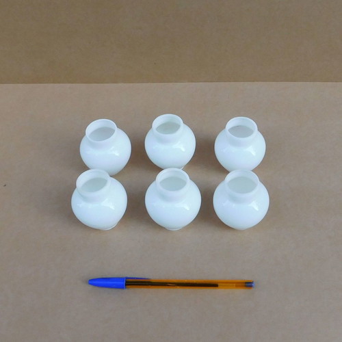 Vintage opaline glass shades, set of six for chandelier, spare parts