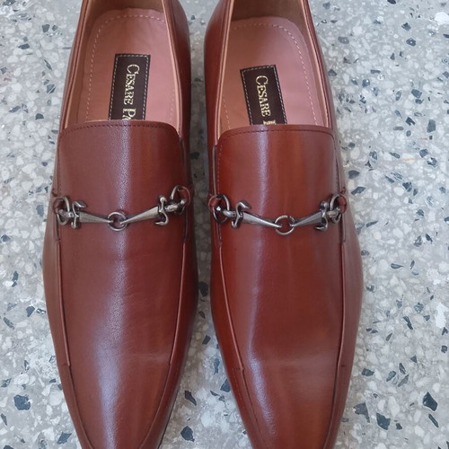 Cesare Paciotti Horsebit leather loafer size 41 new, cognac brown