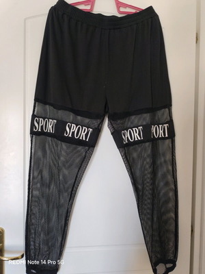 Black Shein Sports Leggings-Joggers like new with mesh and SPORT logo