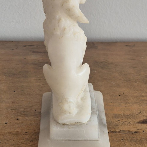 Grand Tour White Alabaster Seated Spaniel Bookends, original pair