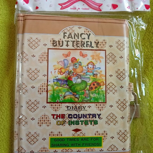 Vintage stationery set 90s/00s with diary, puffy stickers, pen