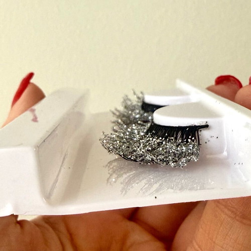 Glitter silver false mink lashes 3D brand new