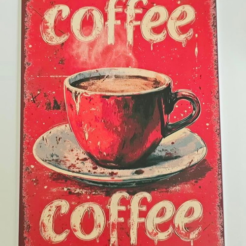Vintage Coffee Tin Sign like new, metal decorative wall art