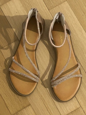 Flat sandals bronze with sparkle new, sizes 37.5-38
