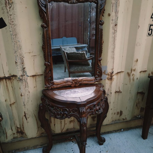 Vintage solid wood entryway set, carved