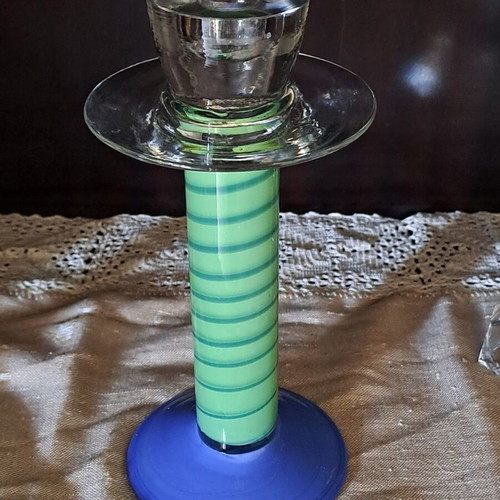 Carlyle Handmade Mouth Blown Glass Candlestick like new, vintage retro