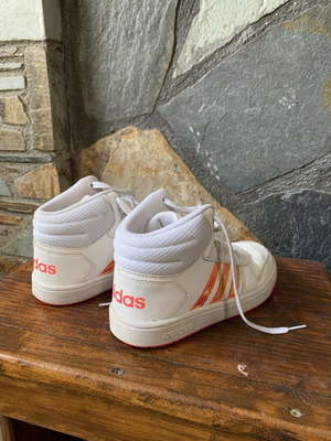 Adidas kids' athletic shoes size 35 used, white and orange