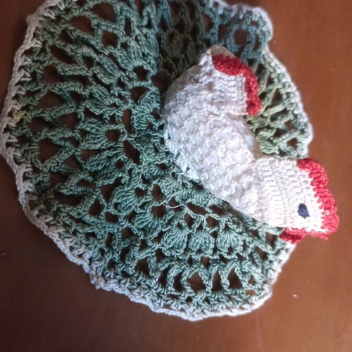 Handmade Easter crochet hen decoration