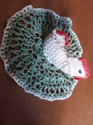 Handmade Easter crochet hen decoration