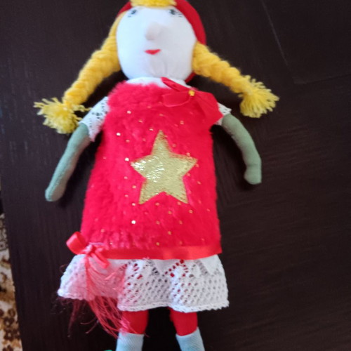 Handmade doll used, soft, 13 cm length