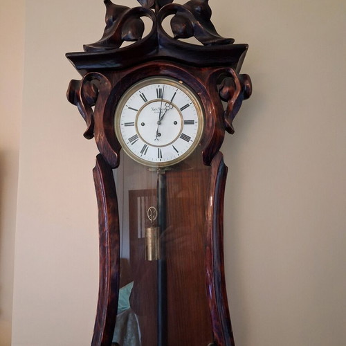 Wall clock carved wood from Prague, like new, 18th-19th century