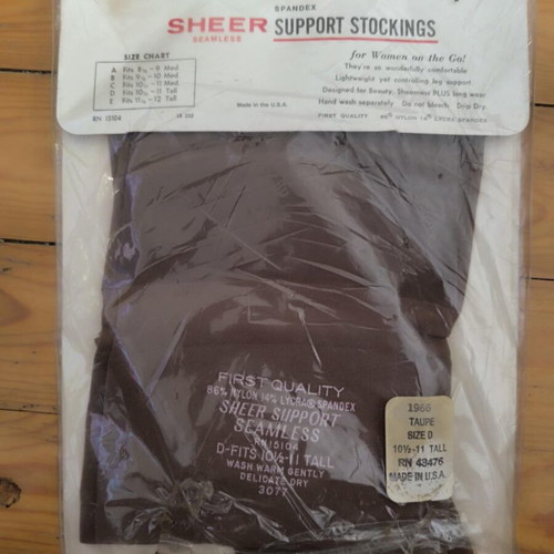 Lycra Spandex Sheer stockings for women 1966 vintage new brown