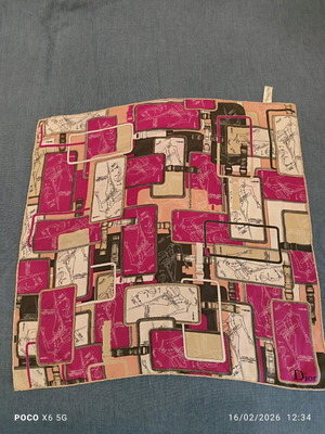 Christian Dior silk scarf 50x50 cm used, pink