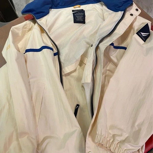 Nautica NS-83 Light Jacket Windbreaker, Cream and Blue, L/XL