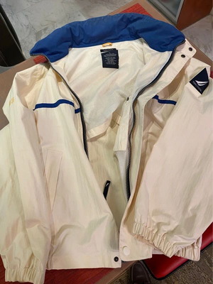 Nautica NS-83 Light Jacket Windbreaker, Cream and Blue, L/XL